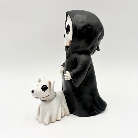 Grim Reaper Figurine with Ghost Dog Halloween Decor Spooky Cute - Picture 2 of 5